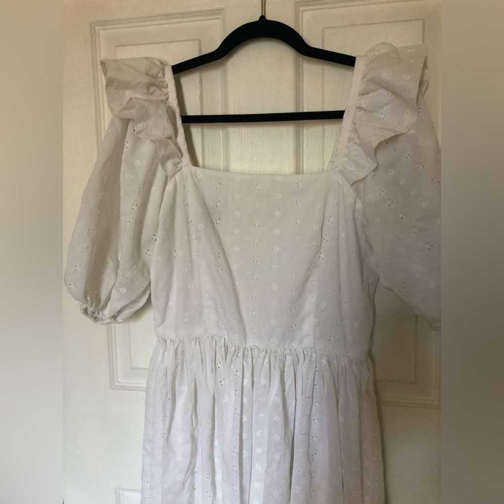 Vintage Boho 80’s Caron Chicago White Midi Dress - image 8