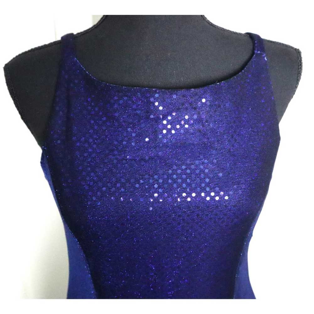 Vintage Betsy & Adam Blue Metallic Sequin Dress G… - image 2