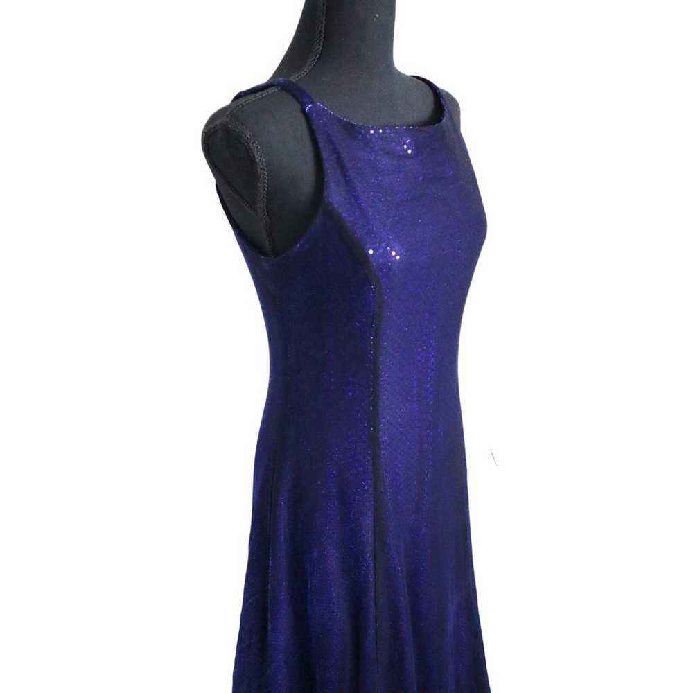 Vintage Betsy & Adam Blue Metallic Sequin Dress G… - image 3