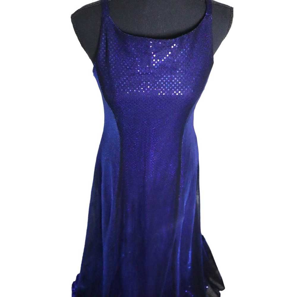 Vintage Betsy & Adam Blue Metallic Sequin Dress G… - image 7