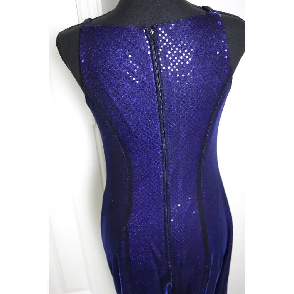 Vintage Betsy & Adam Blue Metallic Sequin Dress G… - image 8