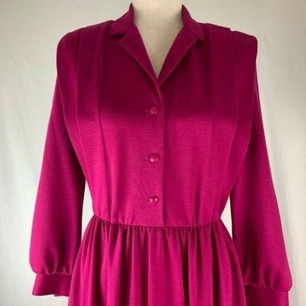 Vintage 80s Shirt Dress 8 Pink Elastic W - image 1