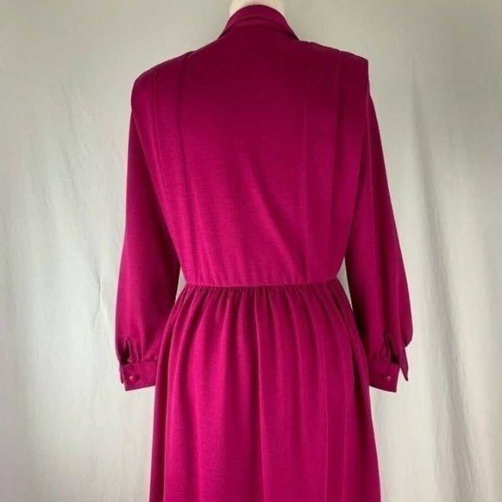 Vintage 80s Shirt Dress 8 Pink Elastic W - image 3