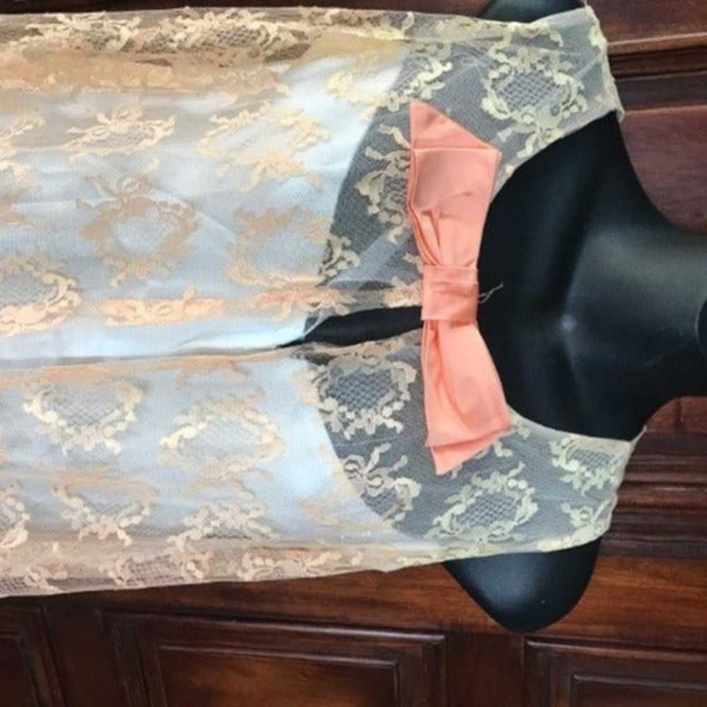 Vtg. Peach lace Gown - image 2