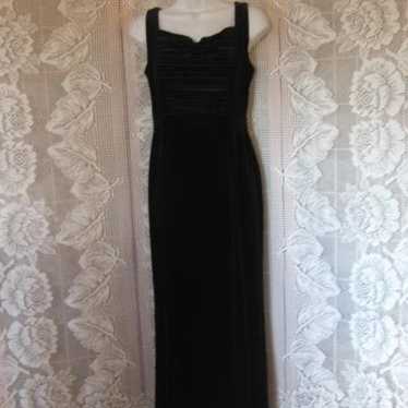 Vintage Stretch Black Velour Gown - dress by Pape… - image 1