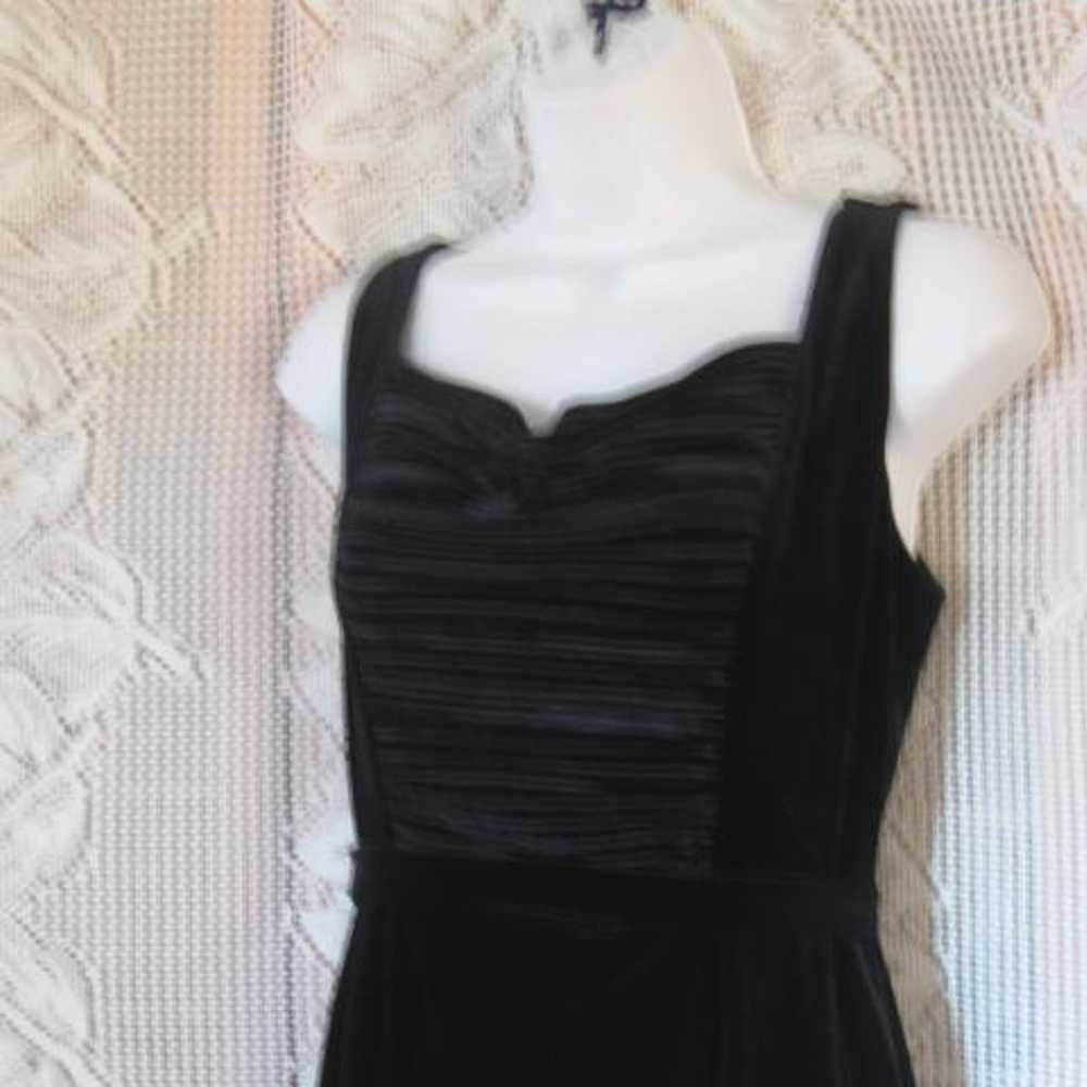 Vintage Stretch Black Velour Gown - dress by Pape… - image 2