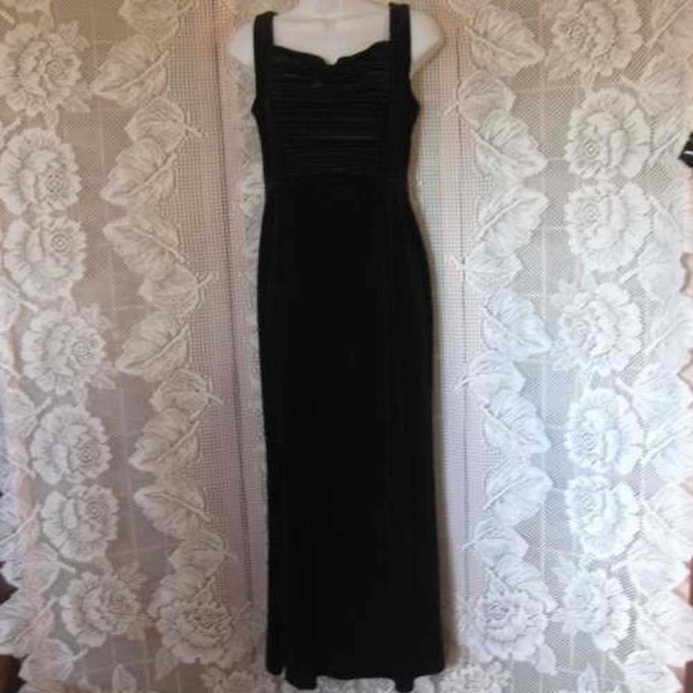 Vintage Stretch Black Velour Gown - dress by Pape… - image 5