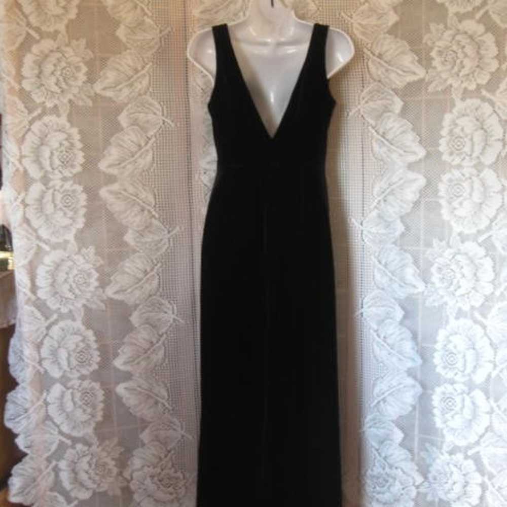 Vintage Stretch Black Velour Gown - dress by Pape… - image 9