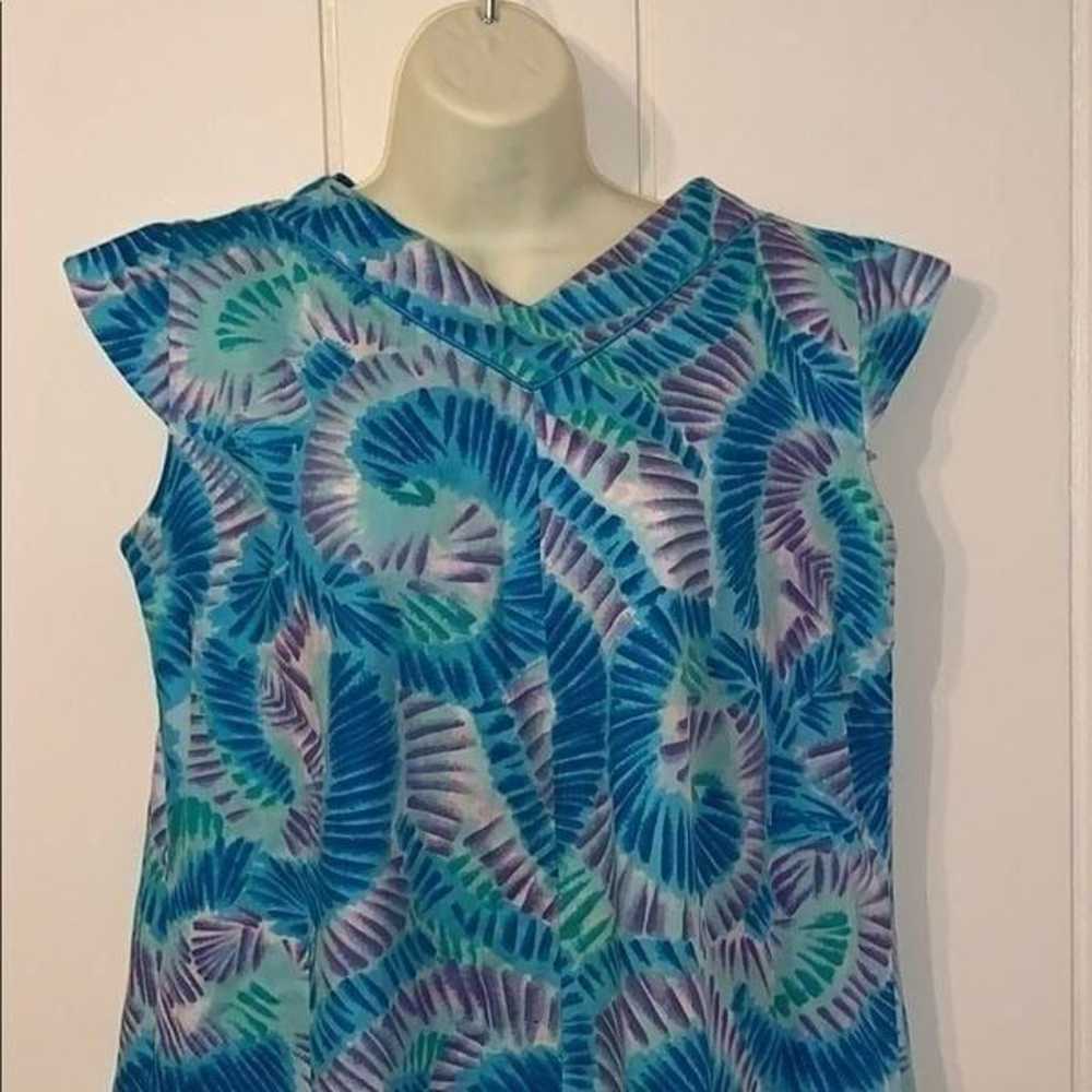 Vtg 60s Mildred’s of Hawaii blue/green dress - image 4