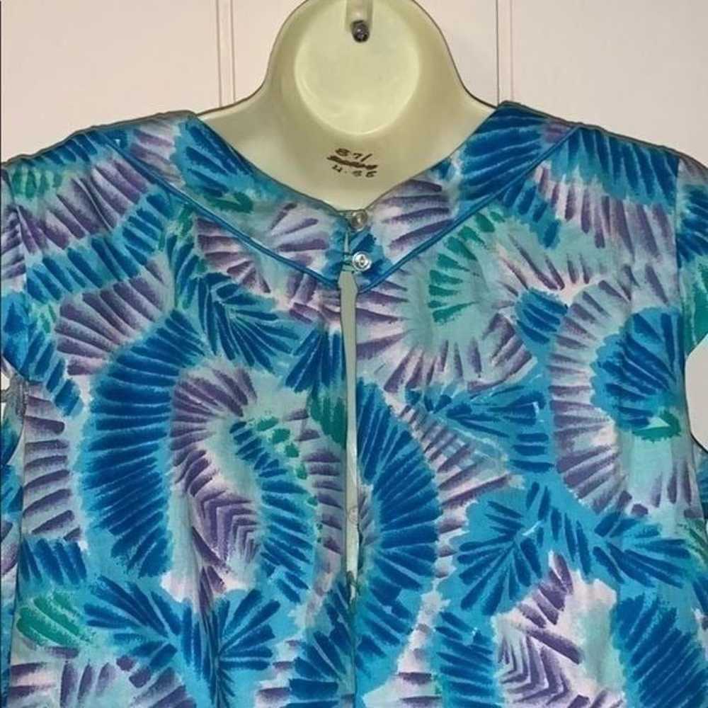 Vtg 60s Mildred’s of Hawaii blue/green dress - image 7