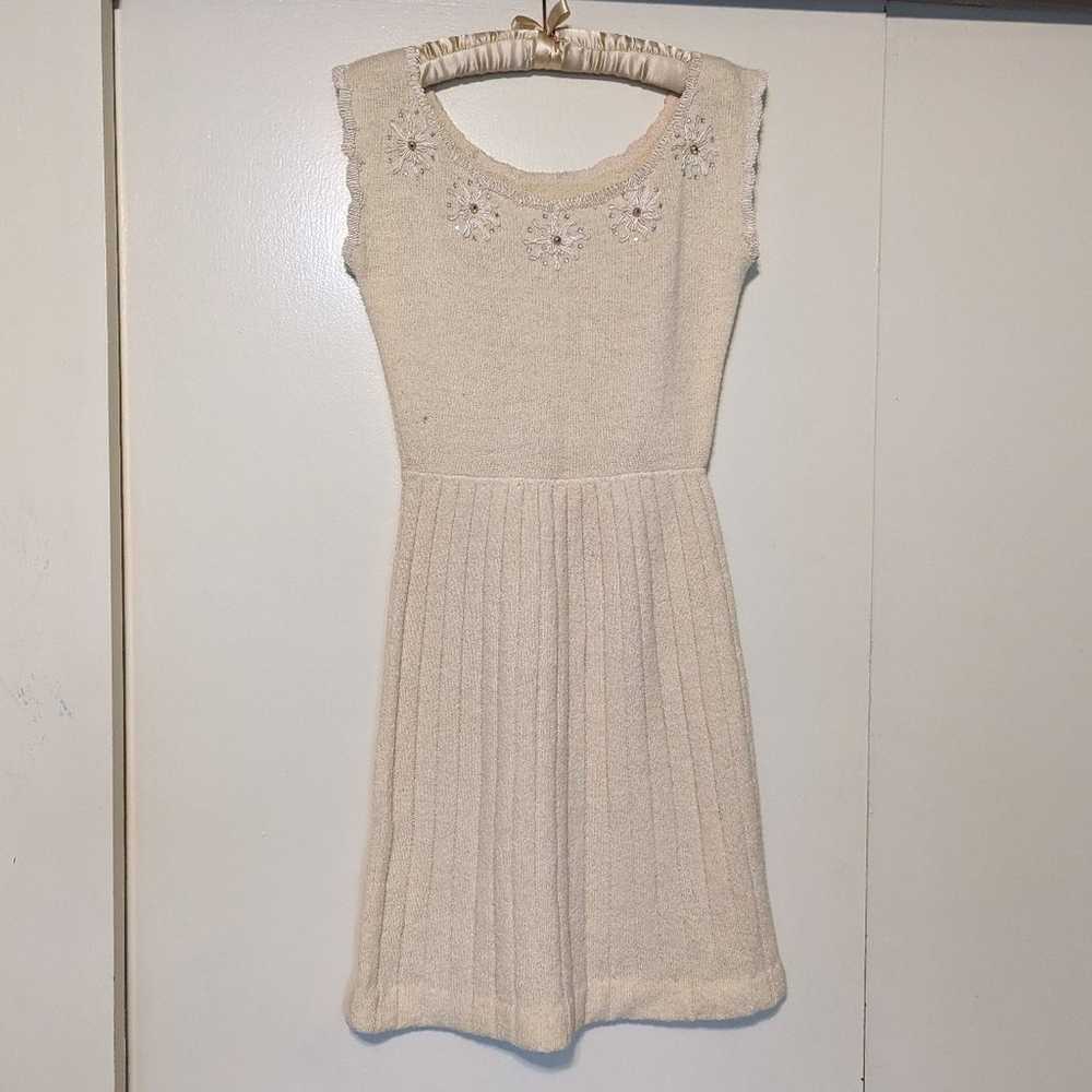 Vintage 50s Knit Wool Sweater Wiggle Dress - image 2