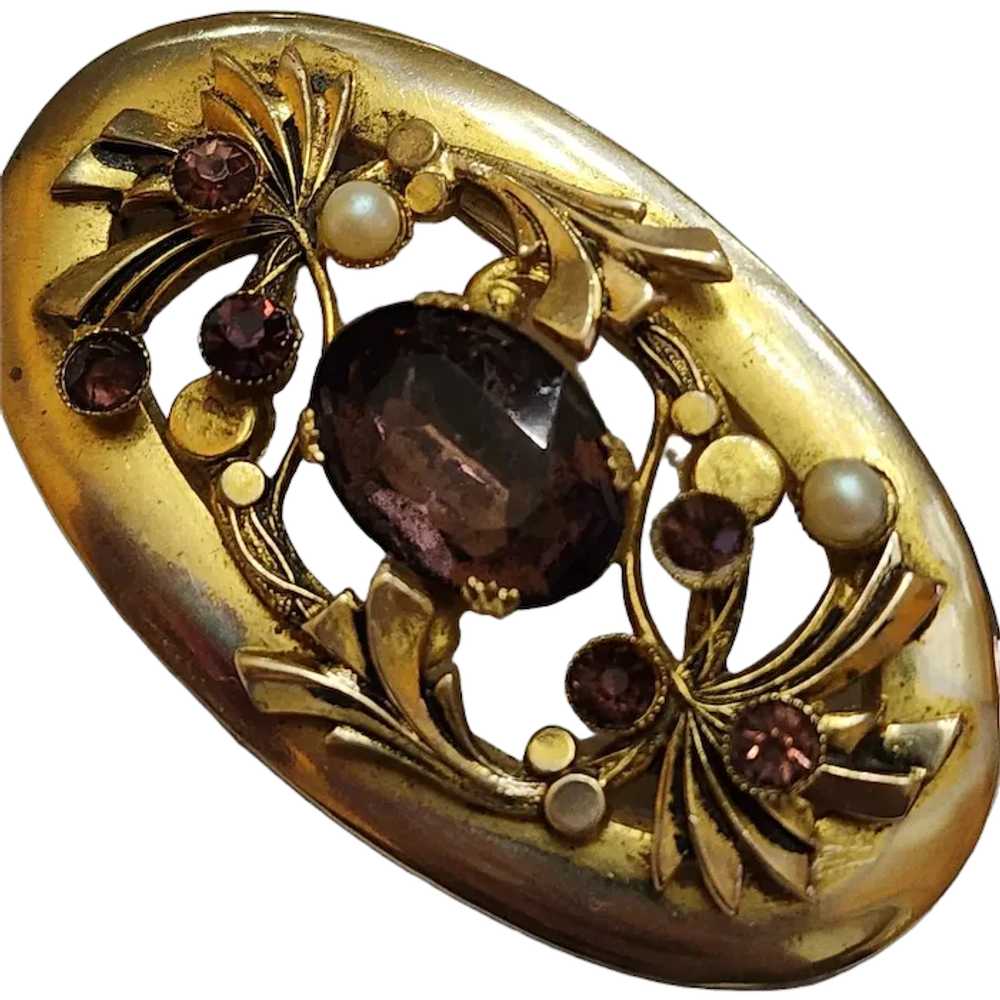 Pretty Victorian Oval Sash Style Brooch (A4792) - image 1