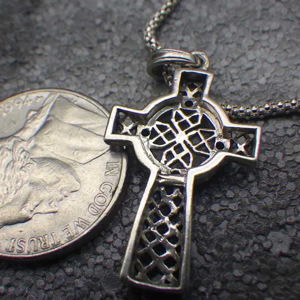 Vintage Sterling Silver Filigree Cross Pendant, N… - image 2