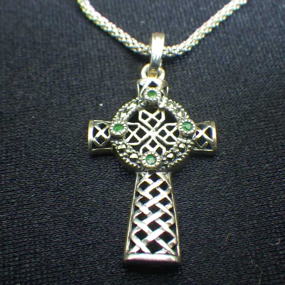 Vintage Sterling Silver Filigree Cross Pendant, N… - image 3