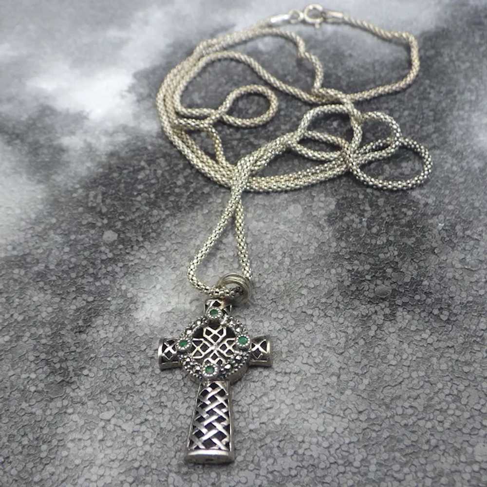 Vintage Sterling Silver Filigree Cross Pendant, N… - image 4