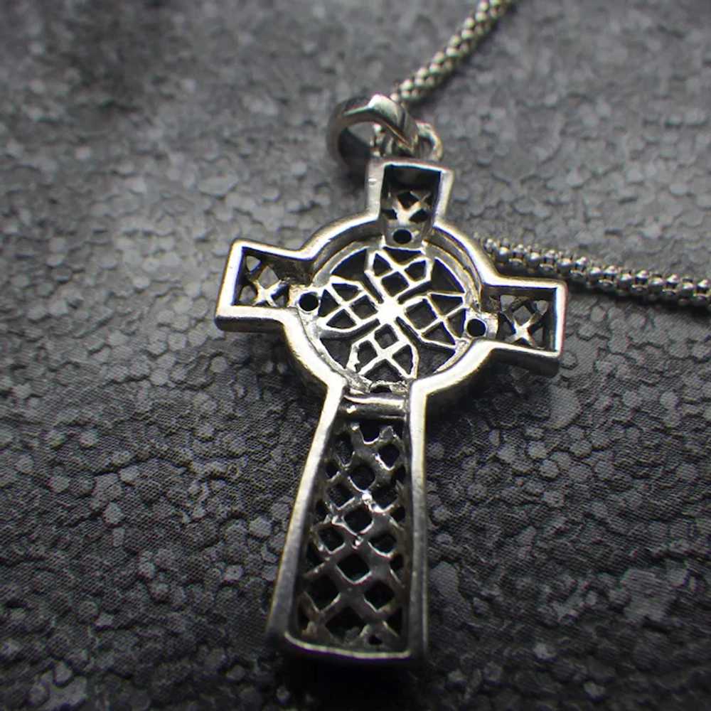 Vintage Sterling Silver Filigree Cross Pendant, N… - image 5