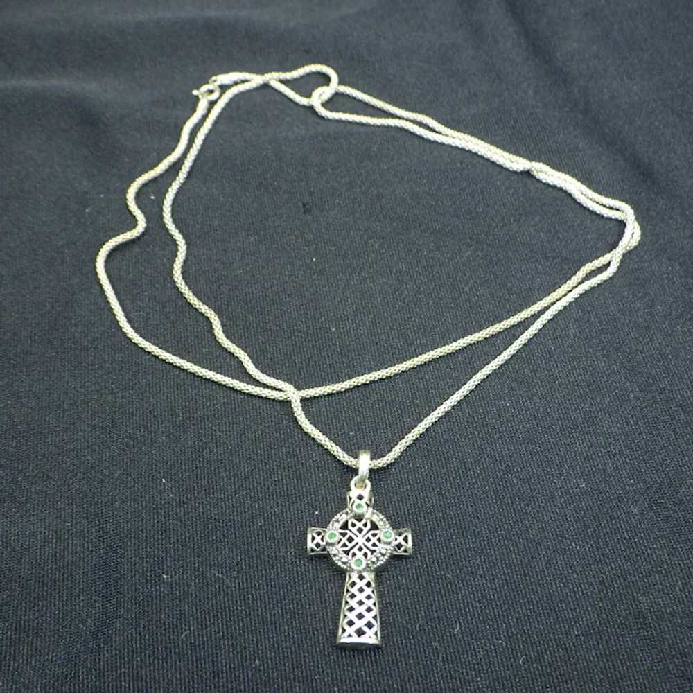 Vintage Sterling Silver Filigree Cross Pendant, N… - image 9