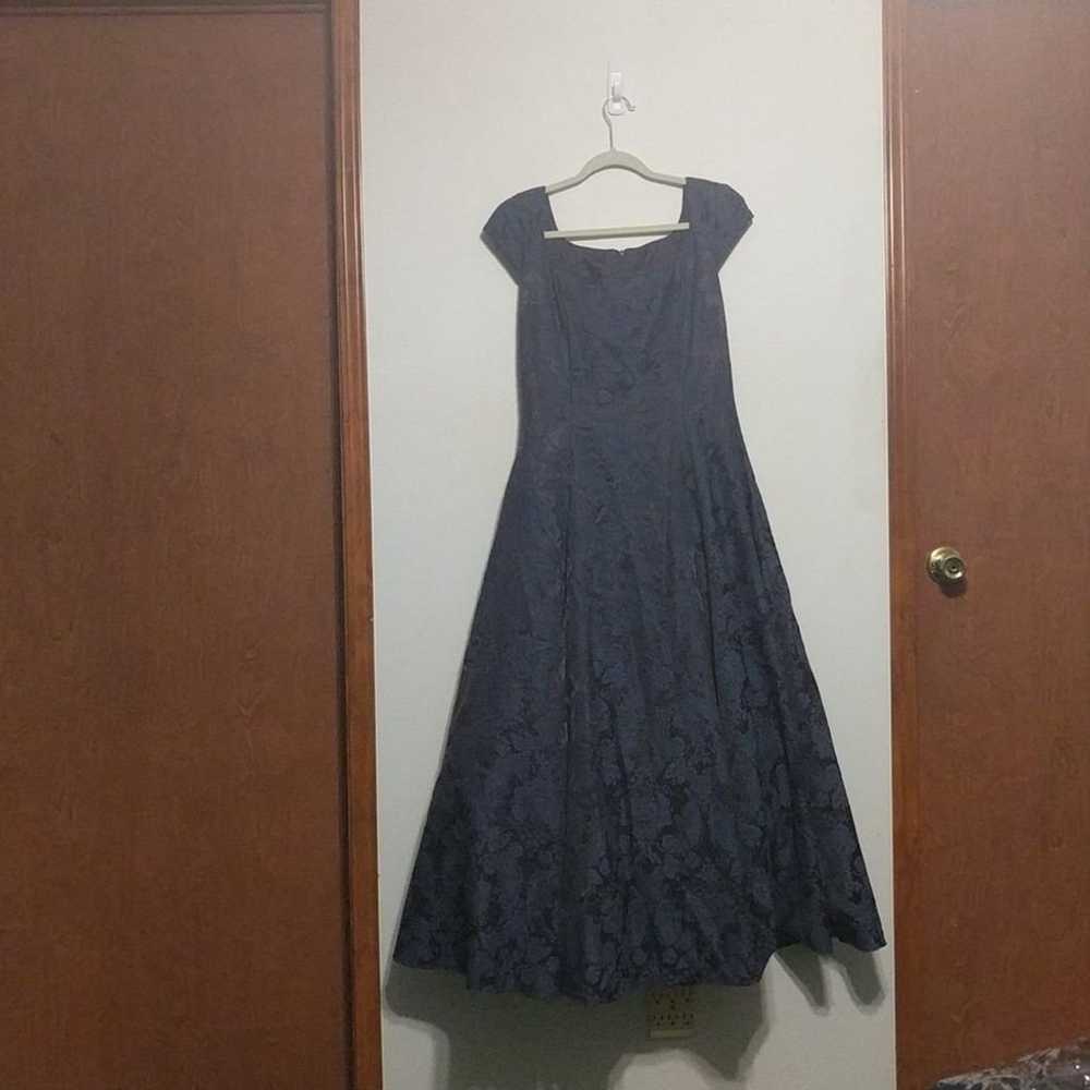 VINTAGE Scott McClintock Navy Blue Brocade Dress … - image 1