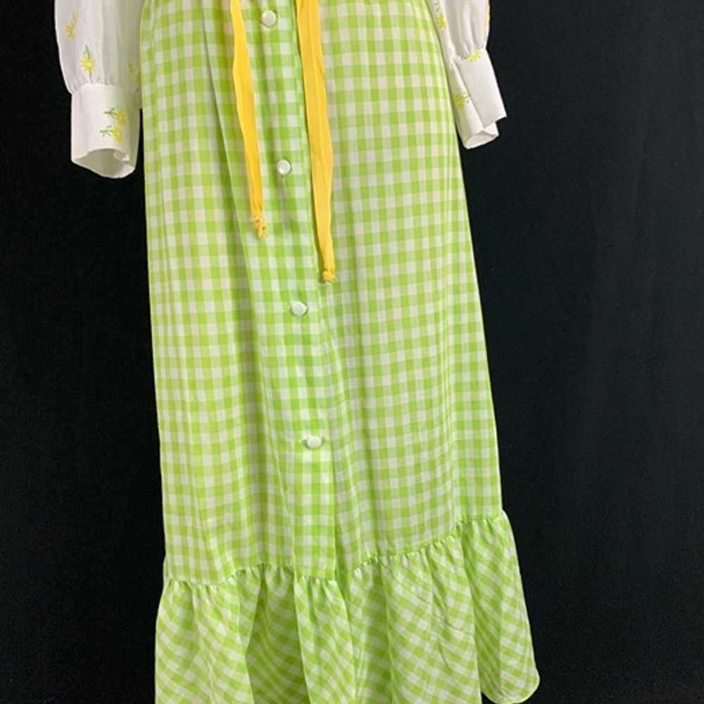 70s Sears Daisy Gingham Long Sleeve Maxi Dress - image 7