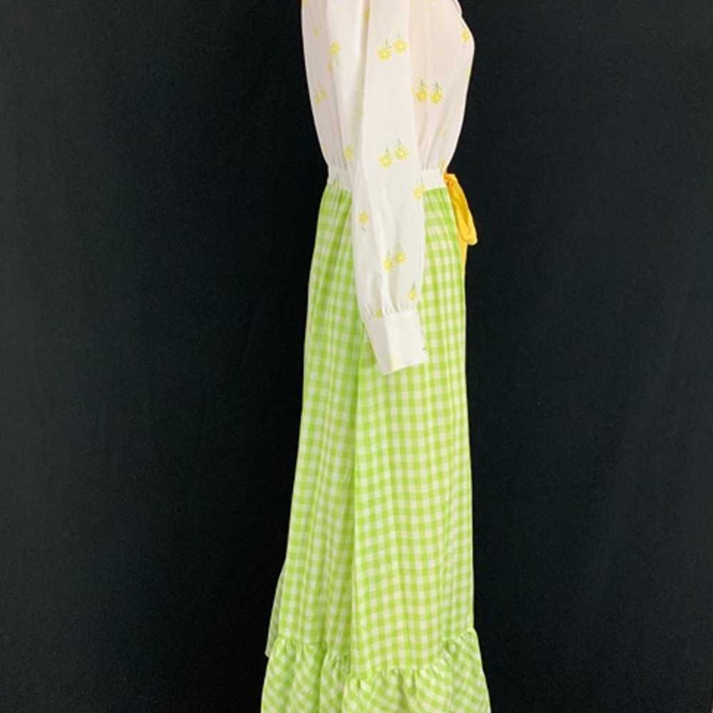 70s Sears Daisy Gingham Long Sleeve Maxi Dress - image 8