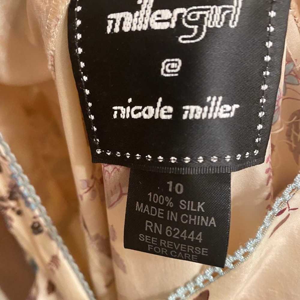 Vintage Nicole Miller Silk Dress Floral Beaded Mi… - image 3