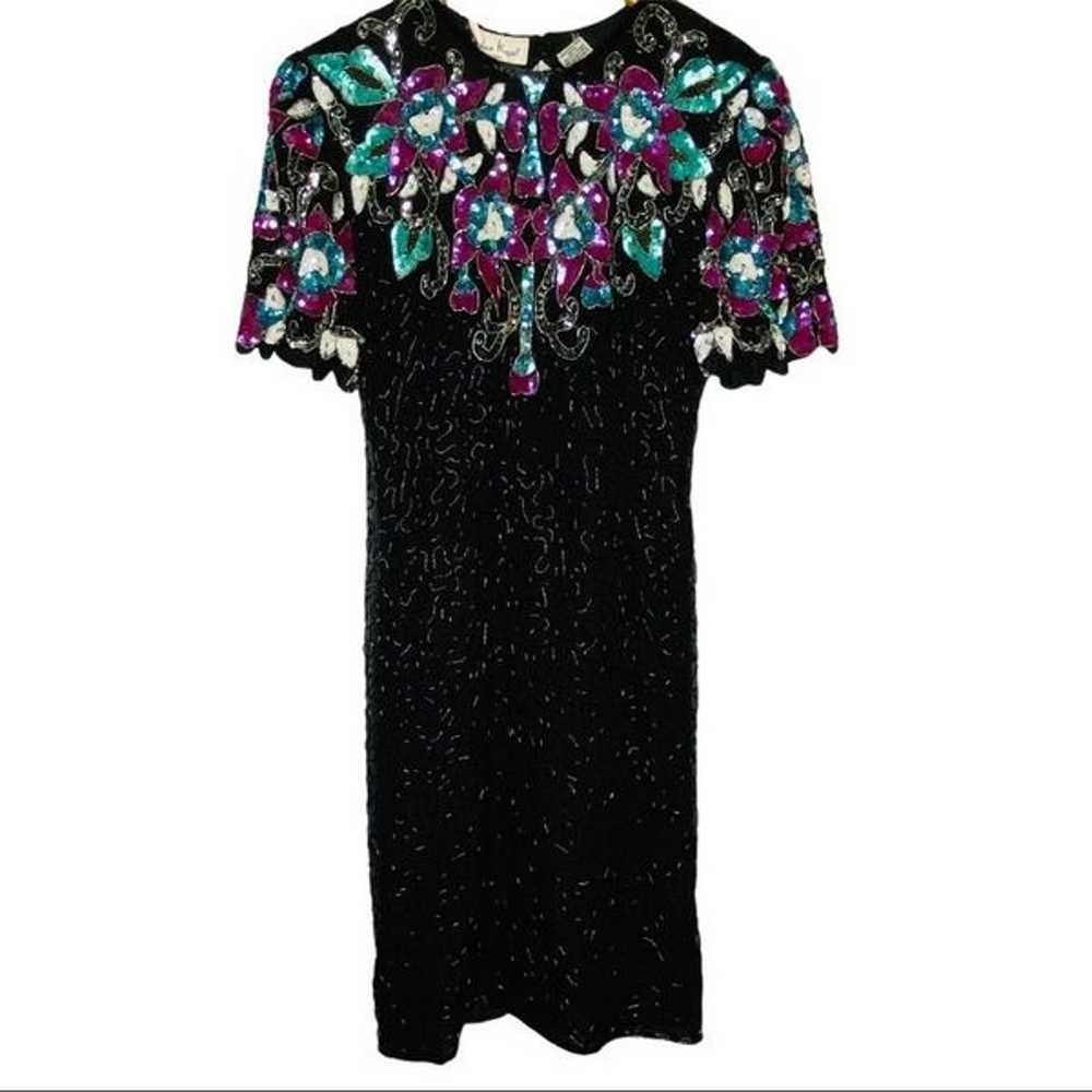 Vintage Laurence Kazar Sequined Beaded Black dress - image 1