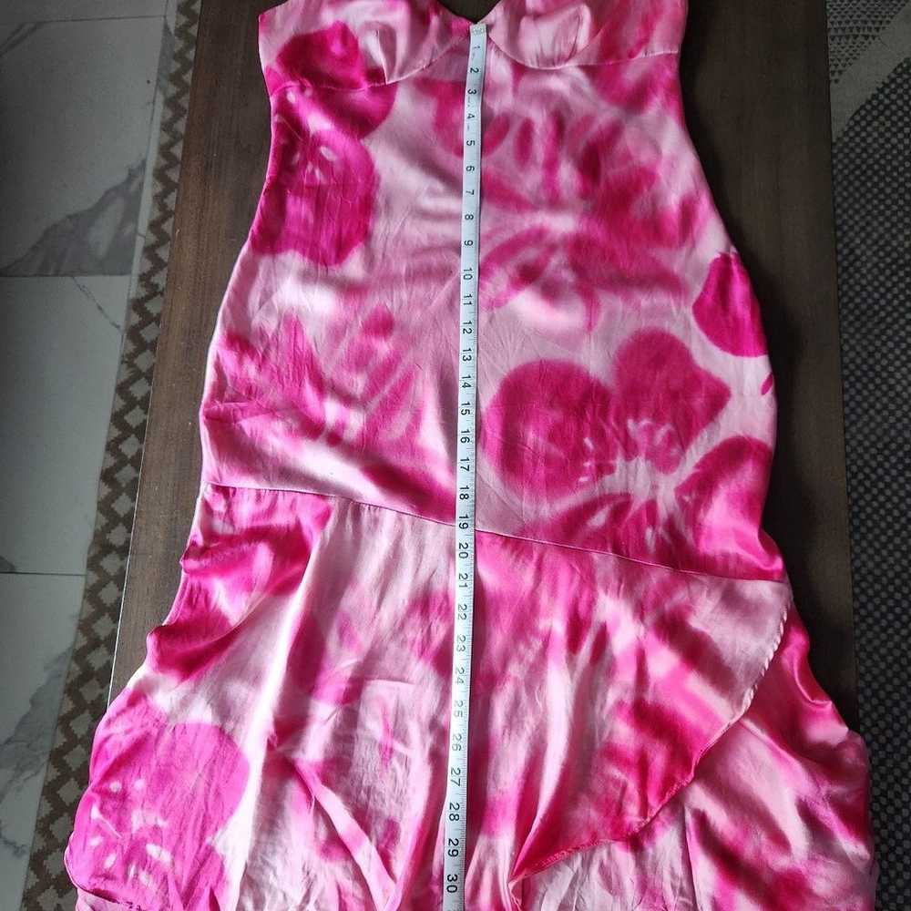 Y2K Express Pink Floral Silk Slip Dress With Ruff… - image 10