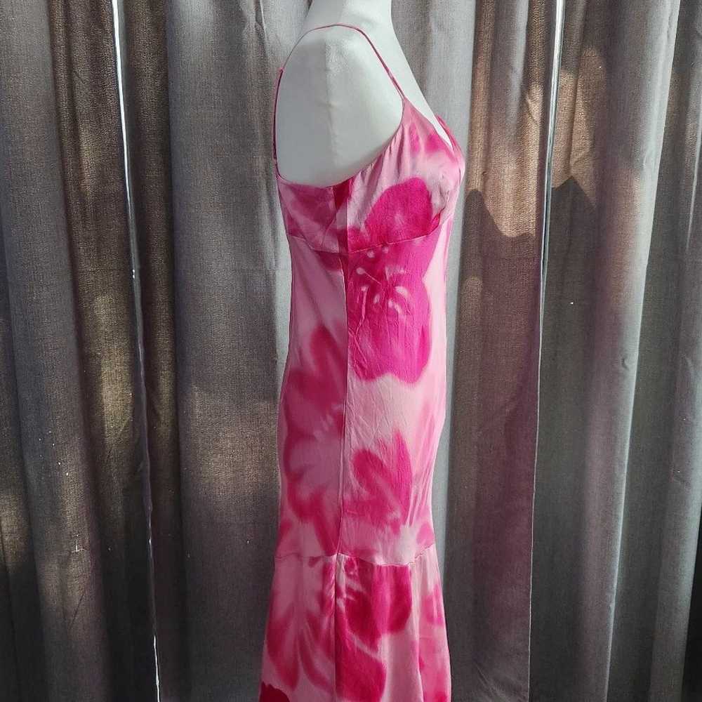 Y2K Express Pink Floral Silk Slip Dress With Ruff… - image 2