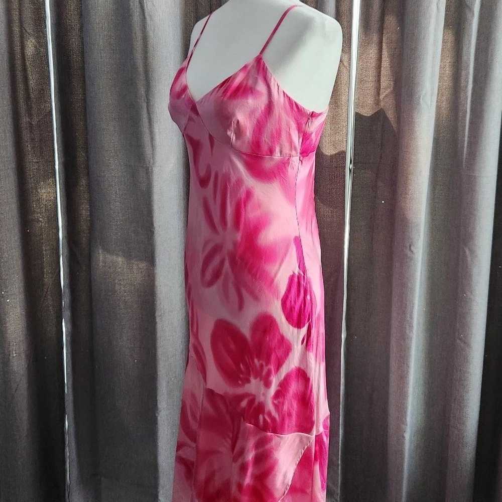 Y2K Express Pink Floral Silk Slip Dress With Ruff… - image 4