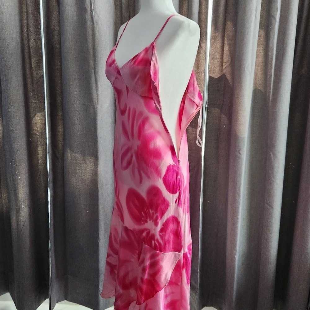 Y2K Express Pink Floral Silk Slip Dress With Ruff… - image 5