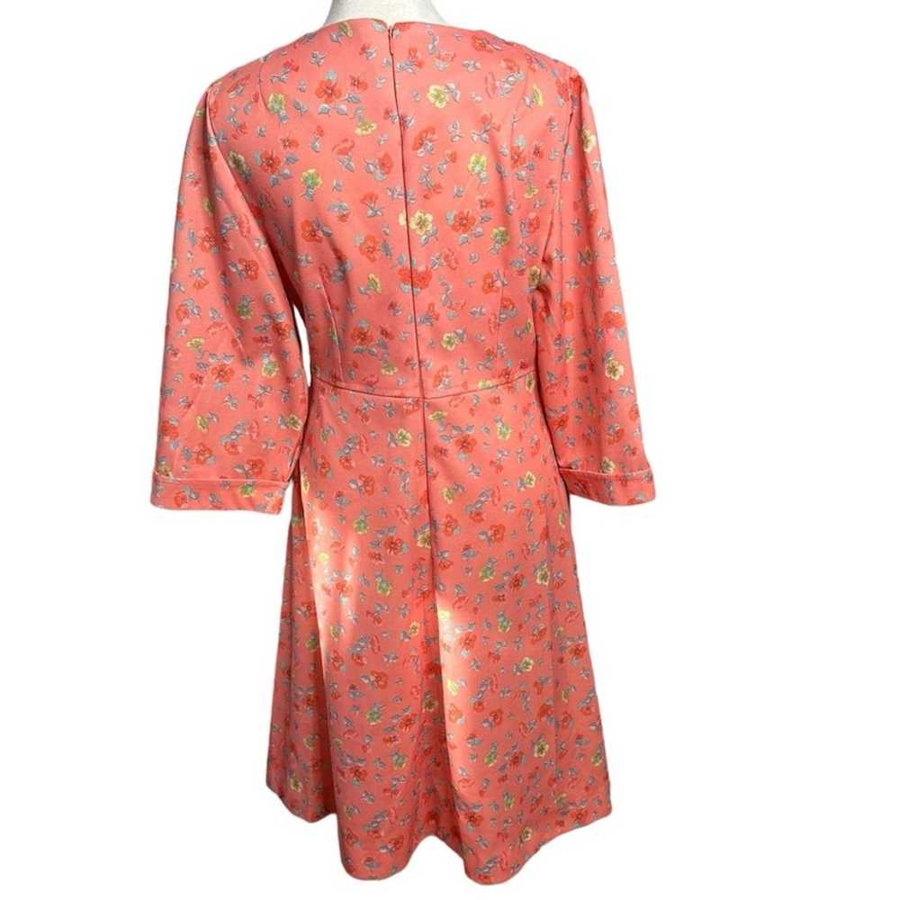 Vintage 60s Mod Coral Floral A Line Dress - image 4