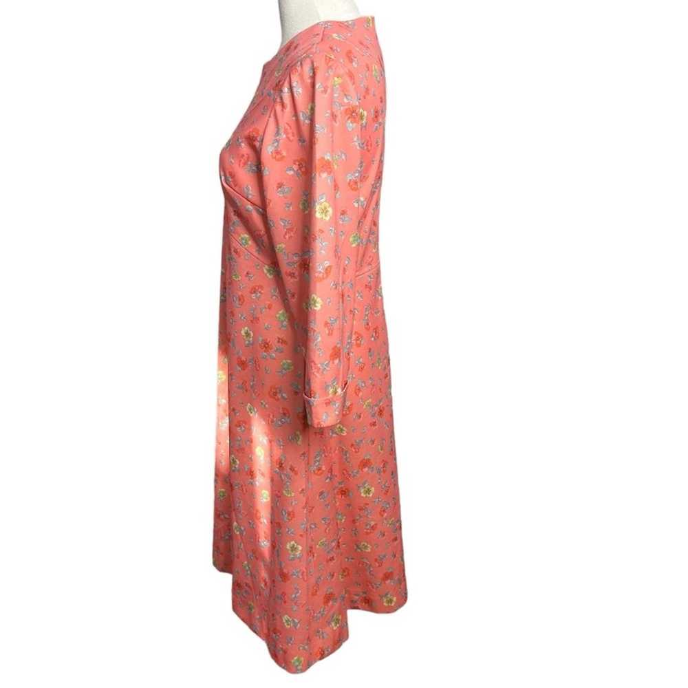 Vintage 60s Mod Coral Floral A Line Dress - image 5