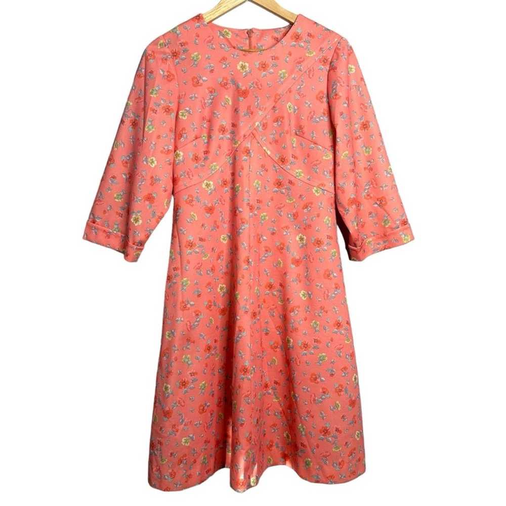 Vintage 60s Mod Coral Floral A Line Dress - image 6