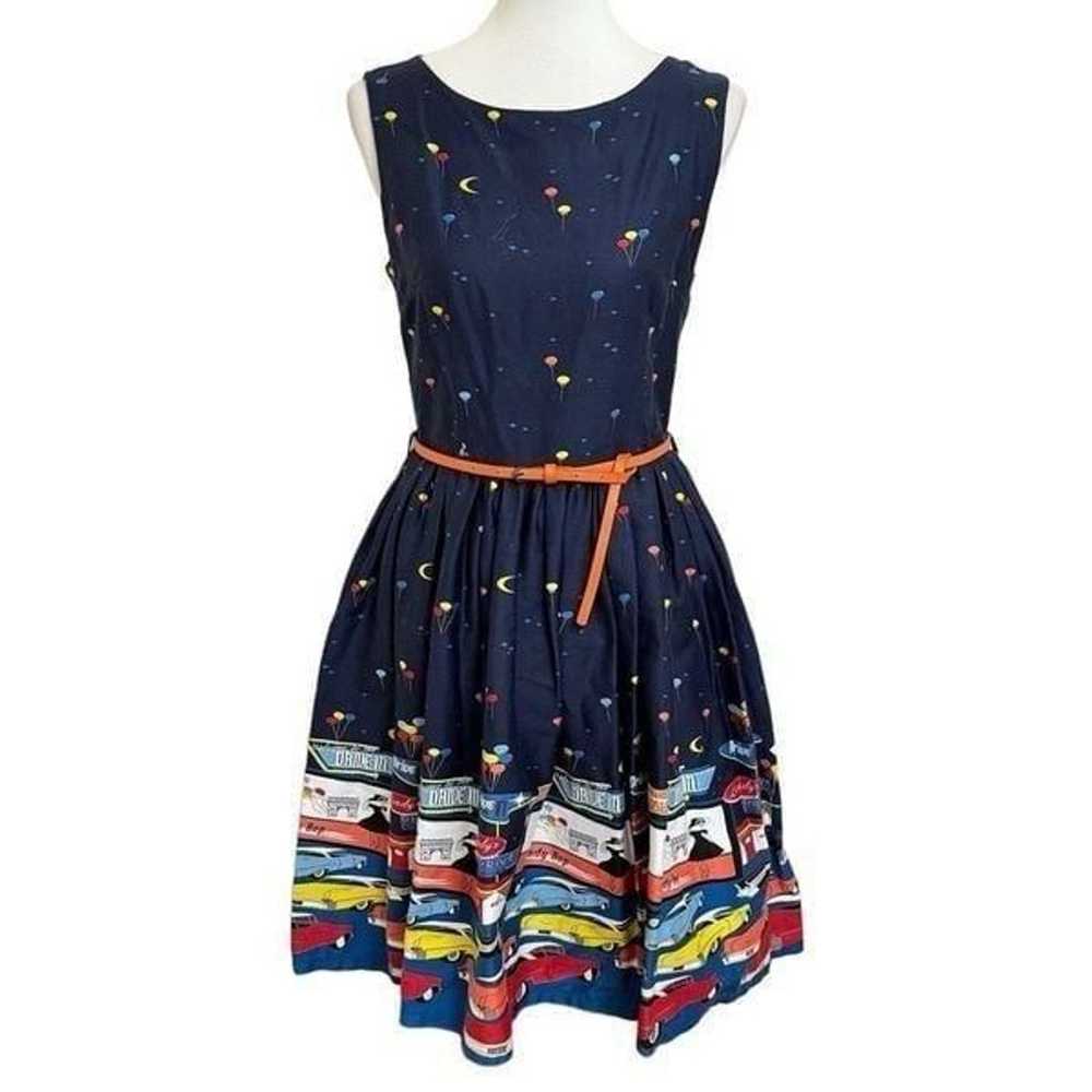 Lindy Bop Audrey Drive In Fit & Flare Dress Navy … - image 1