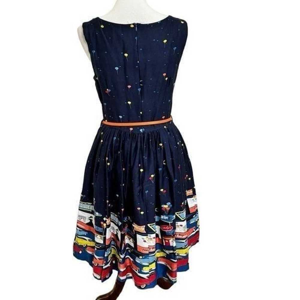 Lindy Bop Audrey Drive In Fit & Flare Dress Navy … - image 2