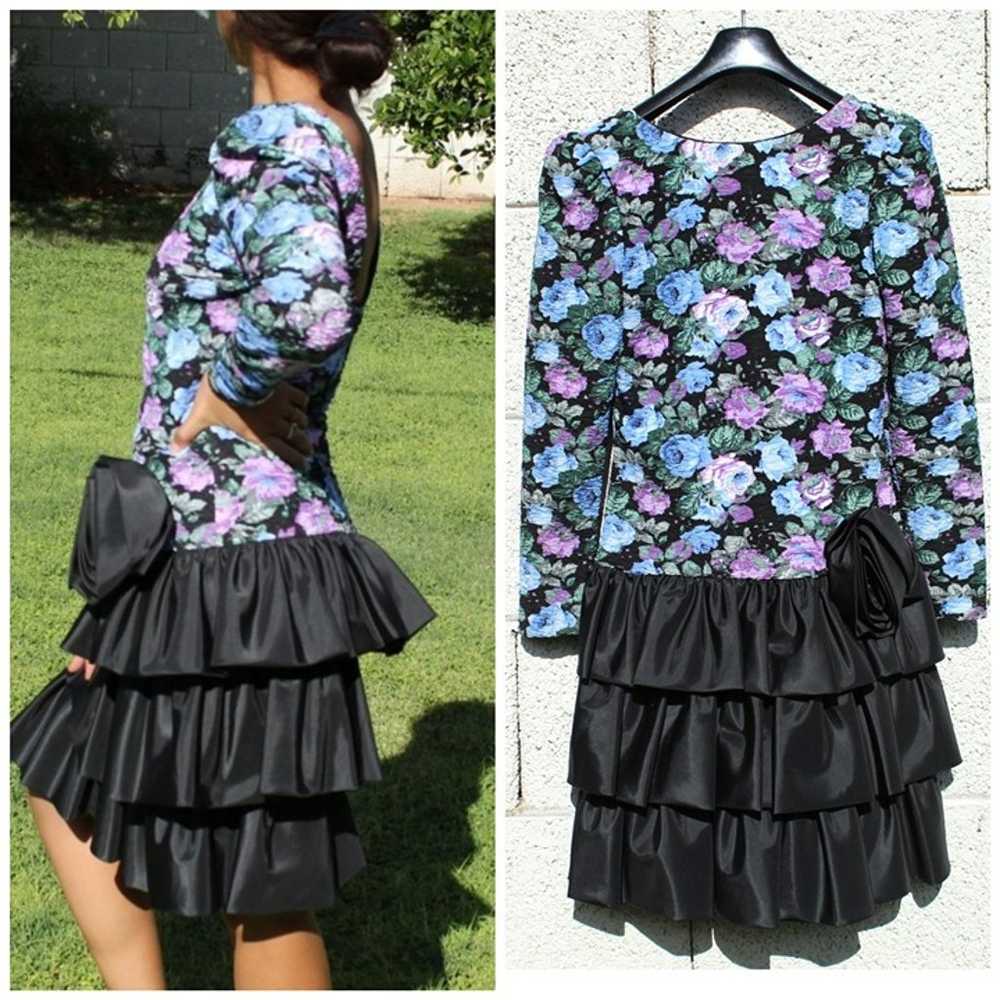 Vtg retro Huey Waltzer for Darcy mini dress flora… - image 1