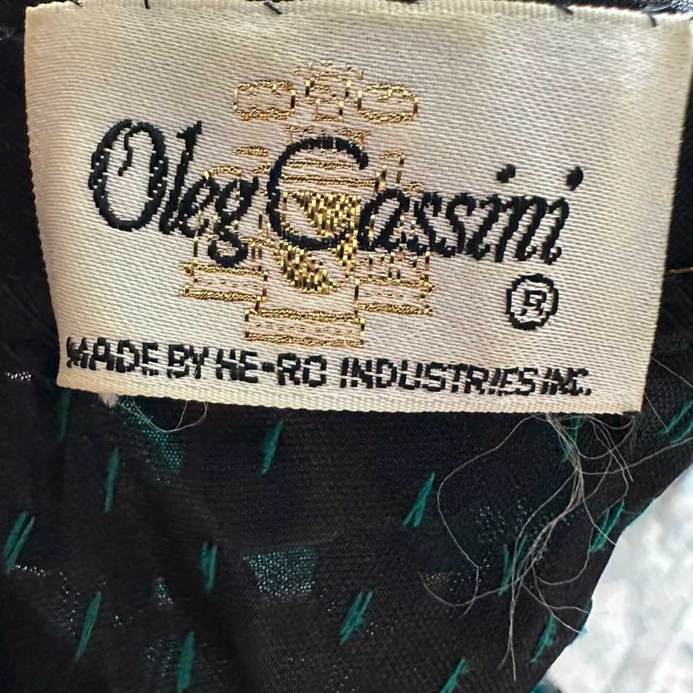 1980s Oleg Cassini Emerald Sequin Dress - image 4