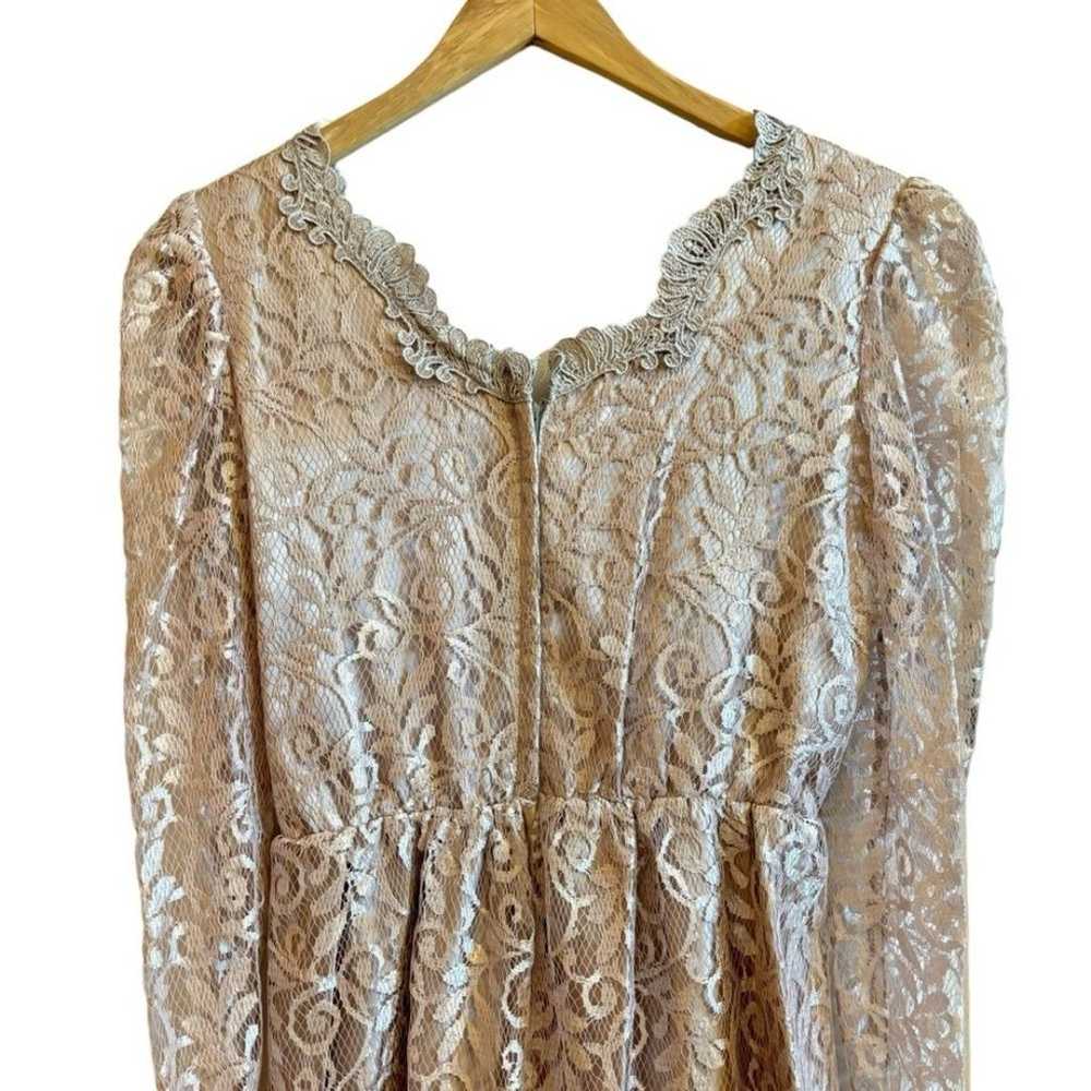 JC Penny Vintage Pink Rose Gold Sheer Long Sleeve… - image 4