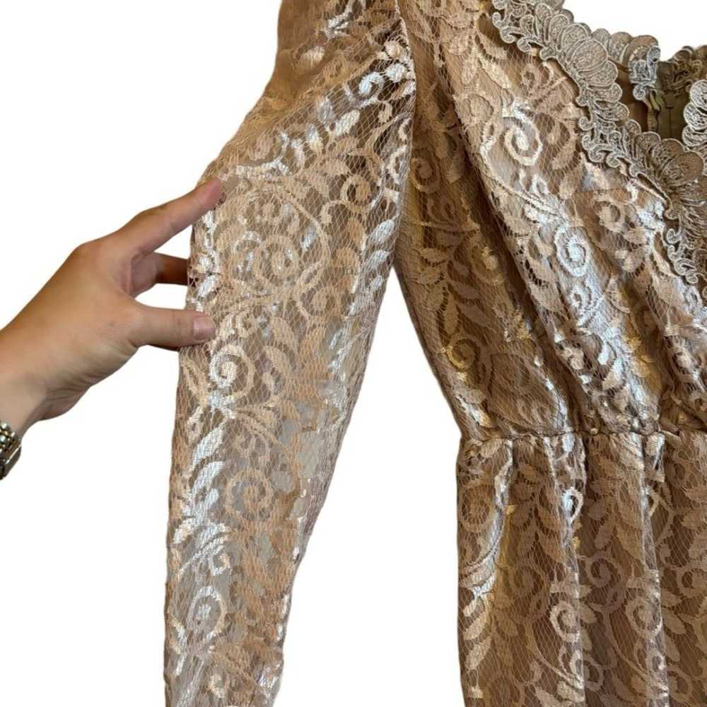 JC Penny Vintage Pink Rose Gold Sheer Long Sleeve… - image 9