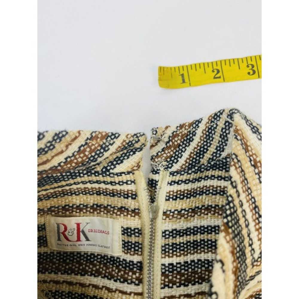 Vintage Tweed Color Block Stripe Long Sleeve Shif… - image 4