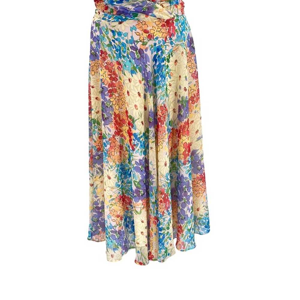 Y2K Rainbow Floral Fit & Flare Fairycore Dress Si… - image 2