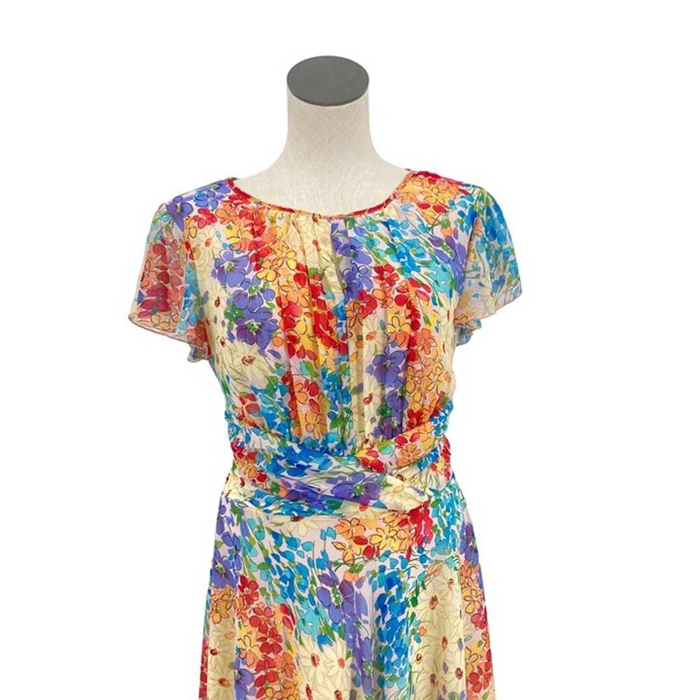 Y2K Rainbow Floral Fit & Flare Fairycore Dress Si… - image 3