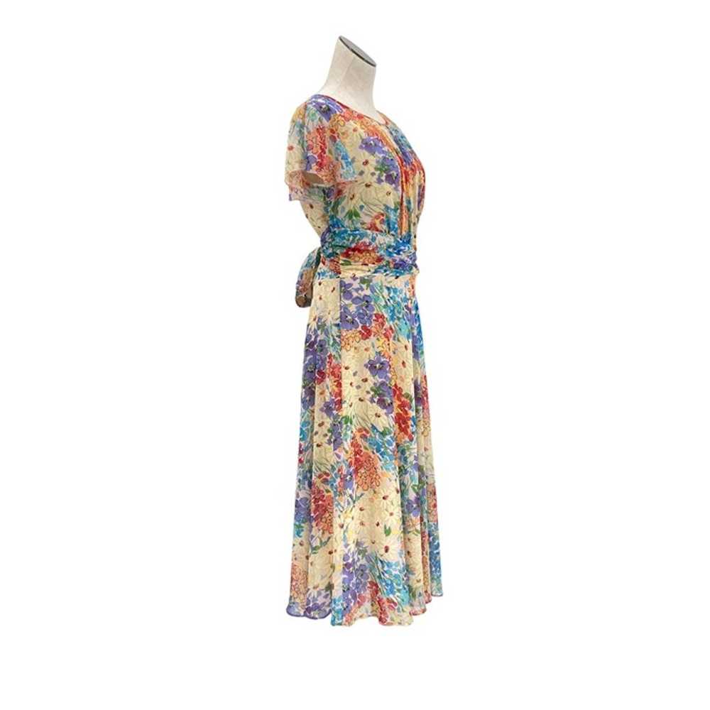 Y2K Rainbow Floral Fit & Flare Fairycore Dress Si… - image 4