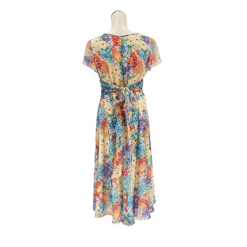 Y2K Rainbow Floral Fit & Flare Fairycore Dress Si… - image 5