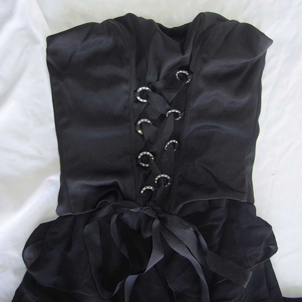 vintage black corset midi dress w/ ruffles black … - image 2