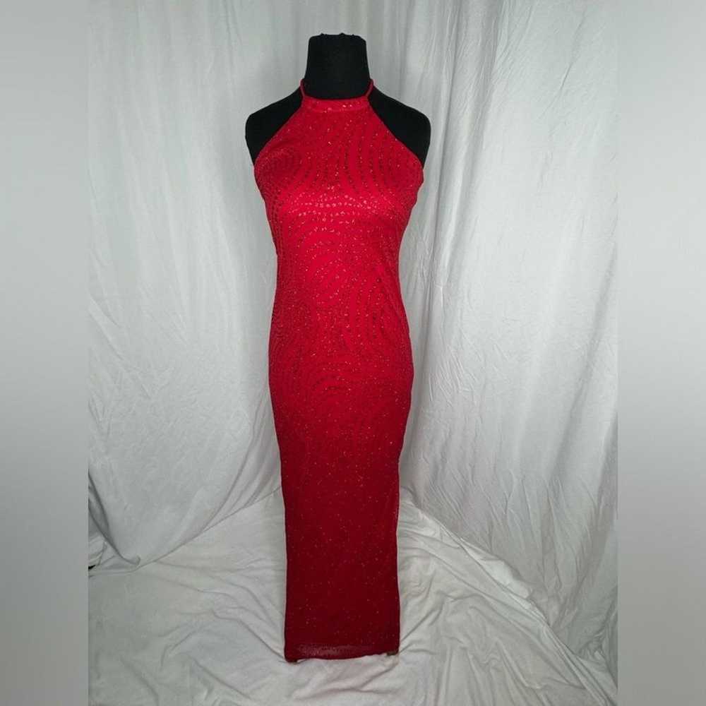 STUNNING Vintage Red Glitter Formal Finesse USA D… - image 1