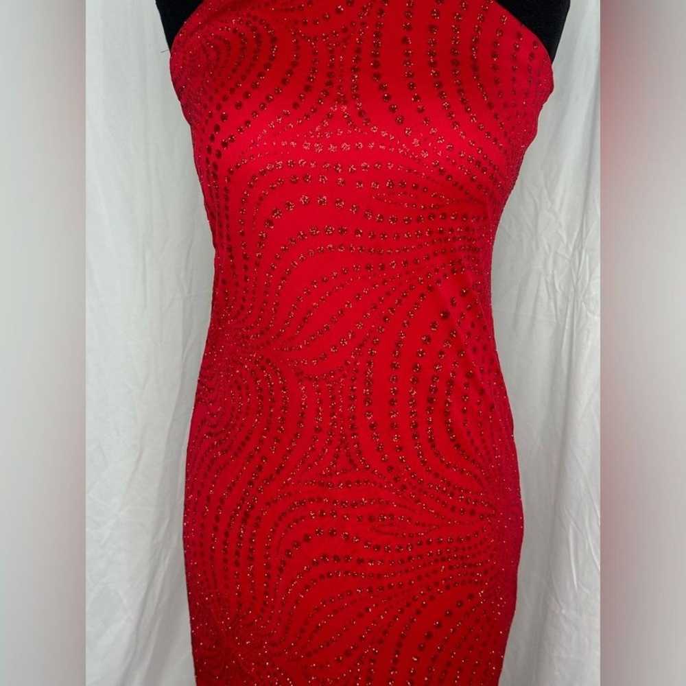 STUNNING Vintage Red Glitter Formal Finesse USA D… - image 3