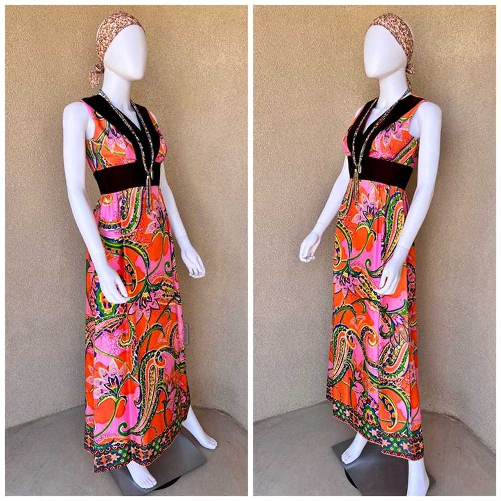 Technicolor Psychedelic Paisley Sleeveless Maxi D… - image 2