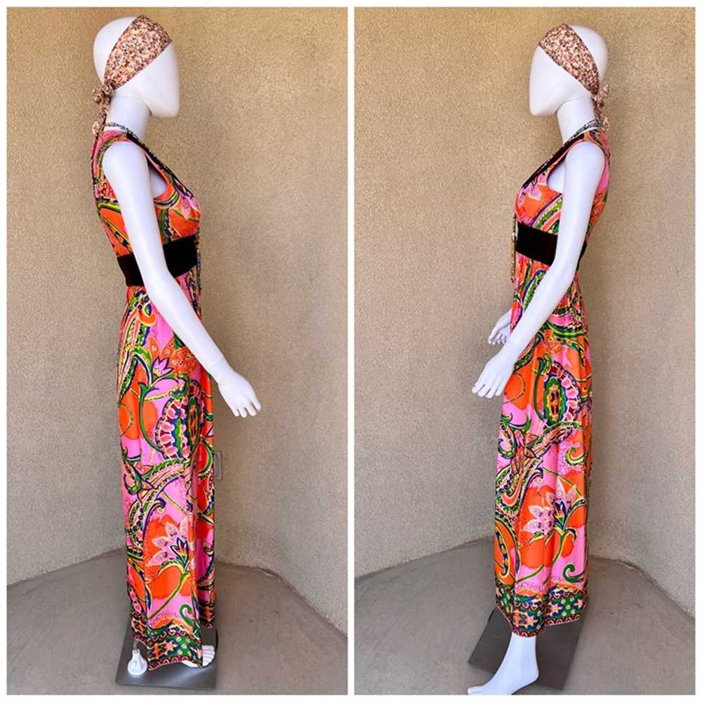 Technicolor Psychedelic Paisley Sleeveless Maxi D… - image 4