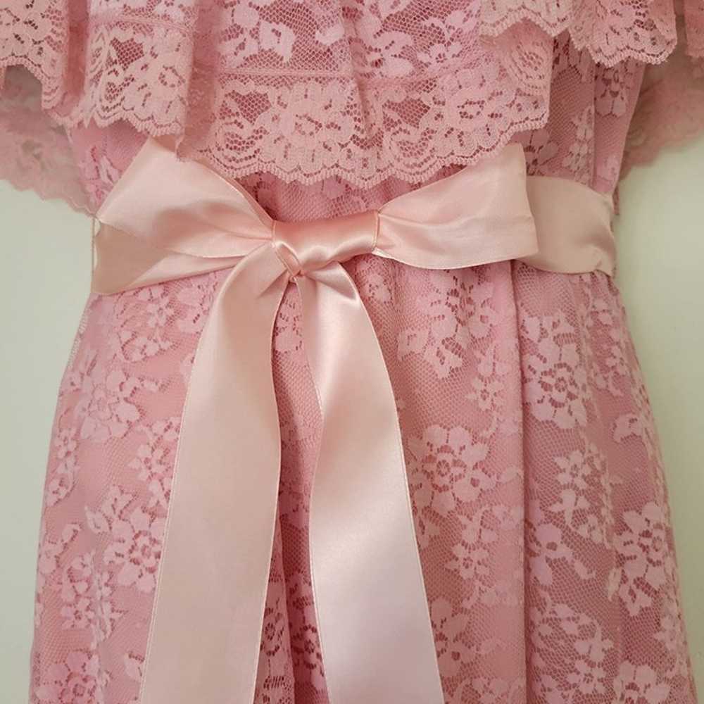 JC Penny 7/8 Pink Lace Vintage Dress Easter Prom … - image 10